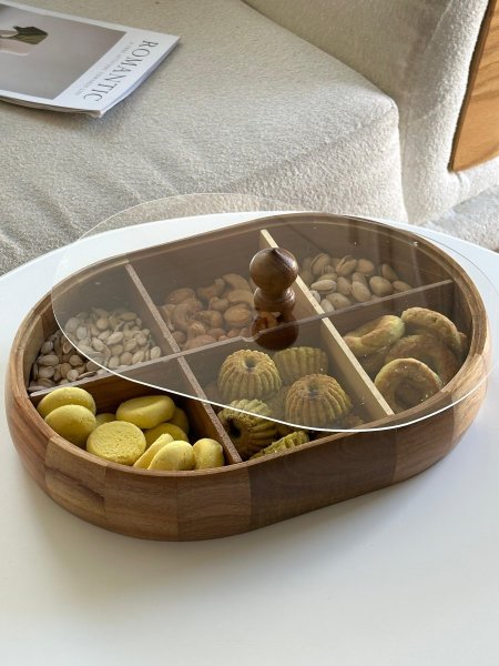 مضيفه بامبو ثقيل مقسم بيضاوي