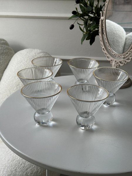 طقم كاسات بوظه/6 حز ذهبي