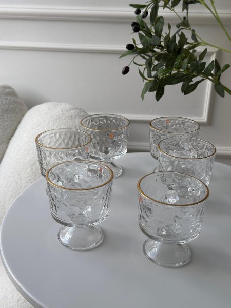 طقم كاسات بوظه/6 حز ذهبي