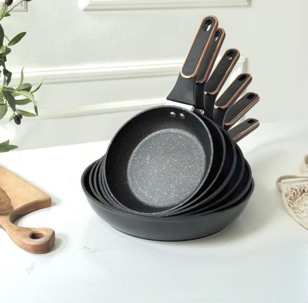 طقم قلايات اليجانت جرانيت اسود مط 6 قطع