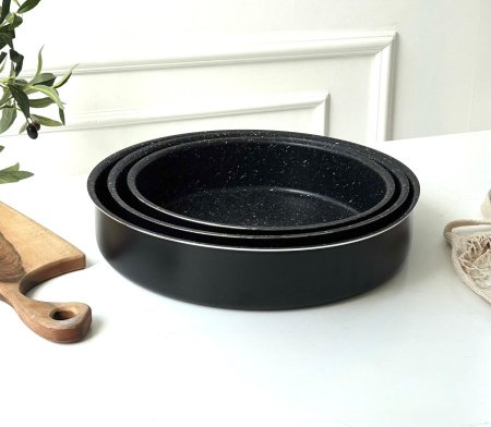 طقم صواني / دباسي جرانيت اسود مط