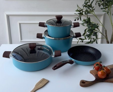 طقم طناجر7قطع تركواز