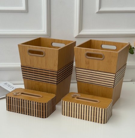 سطل مع علبه محارم بامبو