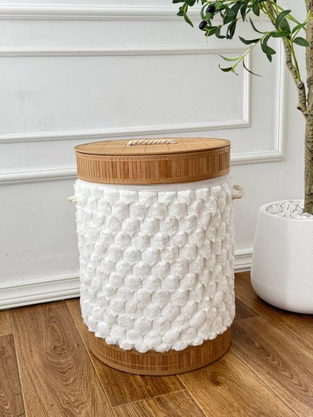 سله غسيل قماش مدور