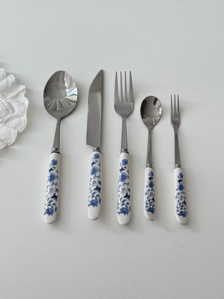 معالق + شوك + سكاكين بورسلان العصفور الازرق