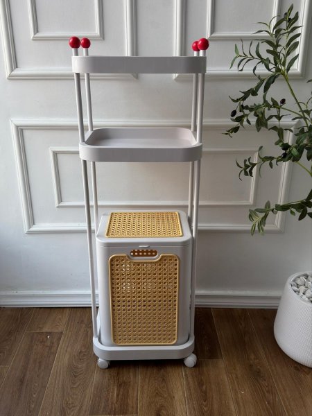 سلة غسيل + 2 رف متعددة الاستخدامات 39*35*118cm