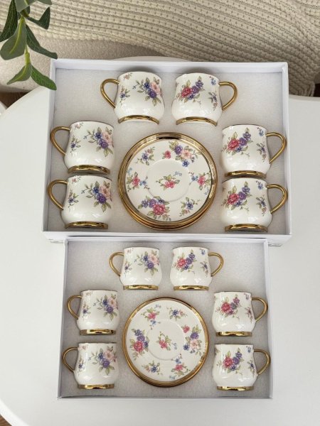 طقم فناجين مورد مذهب 6+6