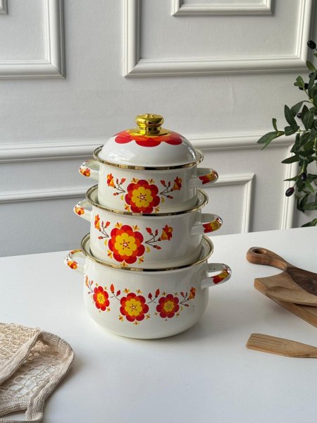 طقم طناجر توتيا مورد 3 قطع (18-20-22سم)