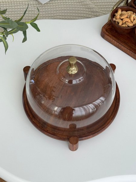 مضيفه مدور غطا زجاج هندي (32*22سم)