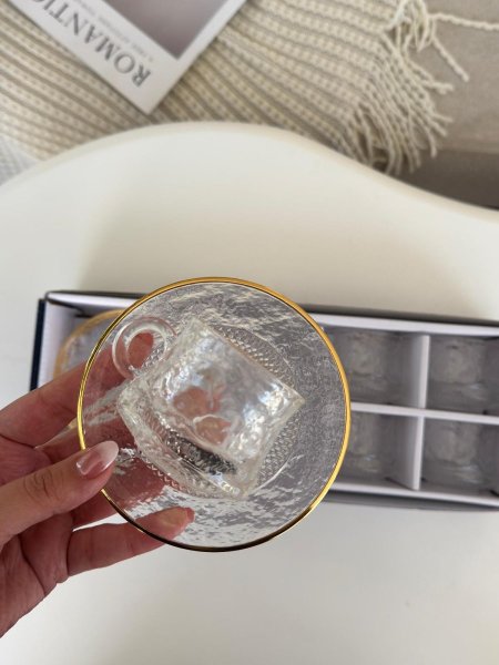 فناجين قهوة 6+6 مثلج حز ذهبي