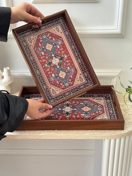 طقم صواني مغربي قطعتين(27*40+24*34سم)