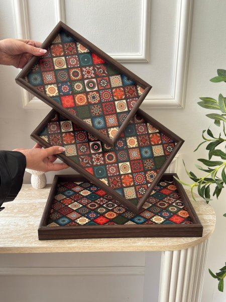 طقم صواني مغربي 3 قطع(25*35+30*40+20*30سم)