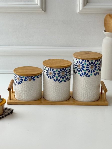 طقم سكريات بورسلان ستاند بامبو(15.5*10+12.5*10+9.5*10سم)