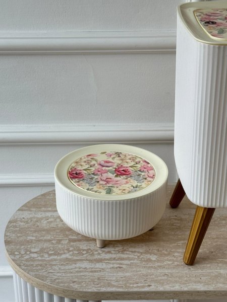 سله نفايات ميني غطا مورد (10.5*20سم)