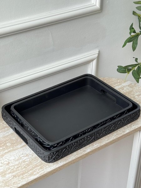 طقم صواني جبصين بالخط العربي مستطيل قطعتين(28*38+24*34سم)