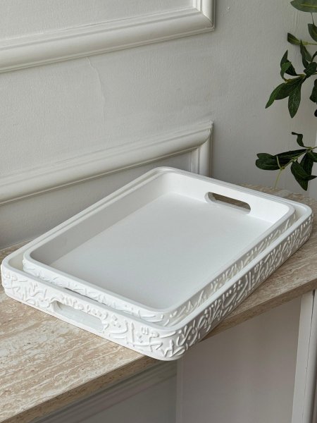 طقم صواني جبصين بالخط العربي مستطيل قطعتين(28*38+24*34سم)