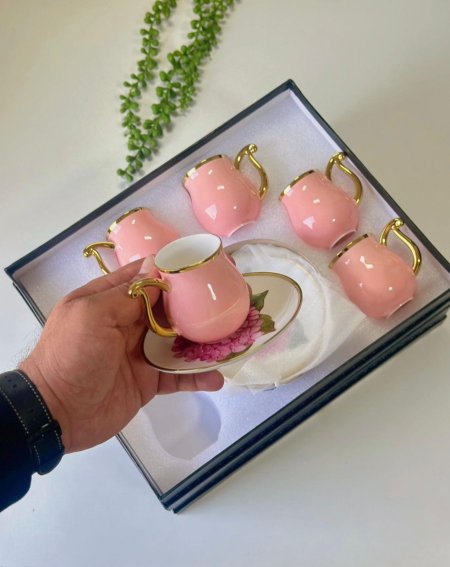 طقم فناجين قهوه بورسلان طاووس 6+6