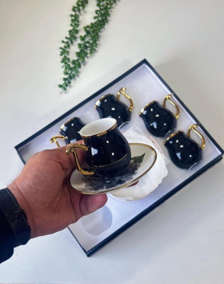 طقم فناجين قهوه بورسلان طاووس 6+6