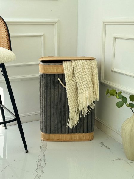 سله غسيل قماش+بامبو