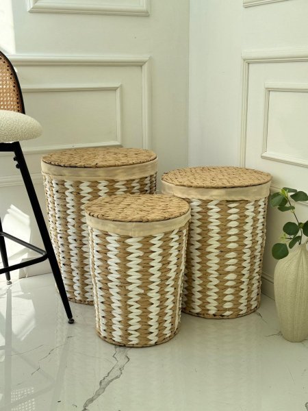 طقم سلال غسيل قش/3