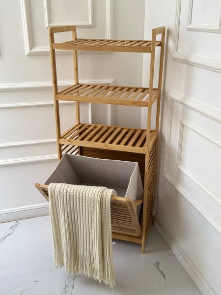 خزانه حمام بامبو 3رفوف+سله غسيل