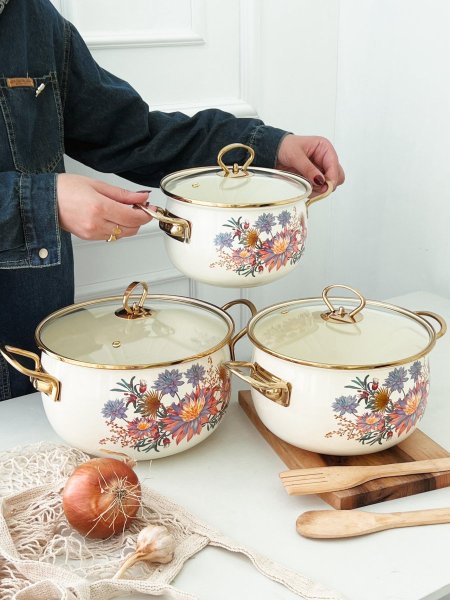 طقم طناجر توتيا/3 مورد يد معدن