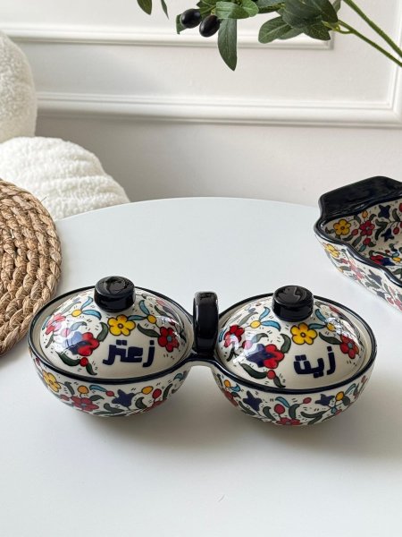 صحن زيت وزعتر خزف