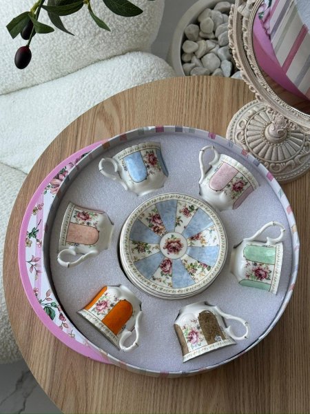 فناجين قهوه 6+6 مورد بورسلان